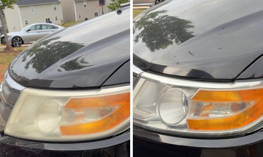 Cloudy headlight made clear after restoration